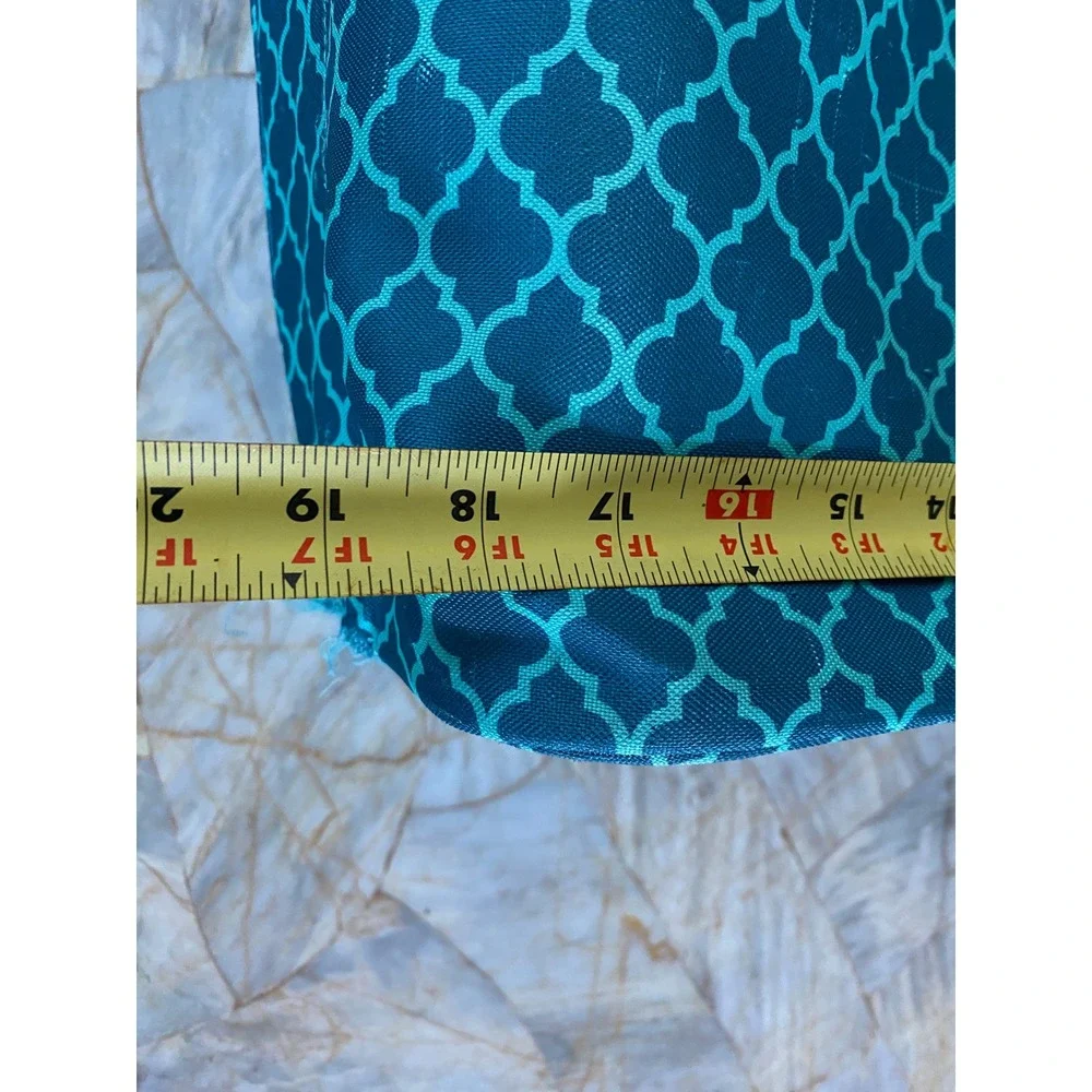CleverMade SnapBasket Collapsible Reusable Tote Bag Teal Moroccan Tile Pattern